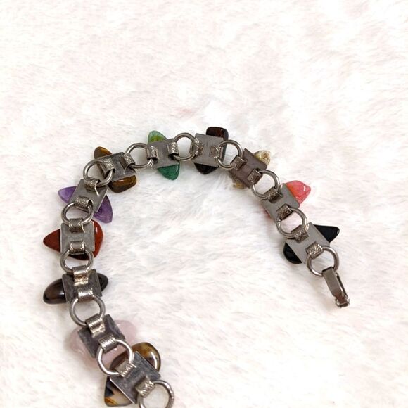 Vintage 1960's Various Semi Precious Polished Stone Bracelet - Picture 5 of 5